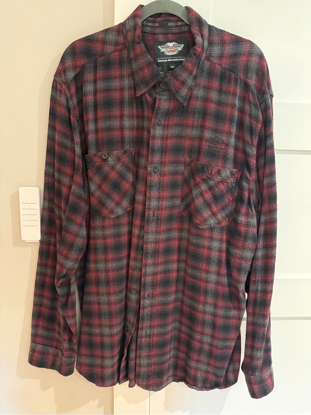 Harley-Davidson Red and Black Plaid Button-Down Flannel Shirt 2XL